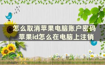 怎么取消苹果电脑账户密码 苹果id怎么在电脑上注销